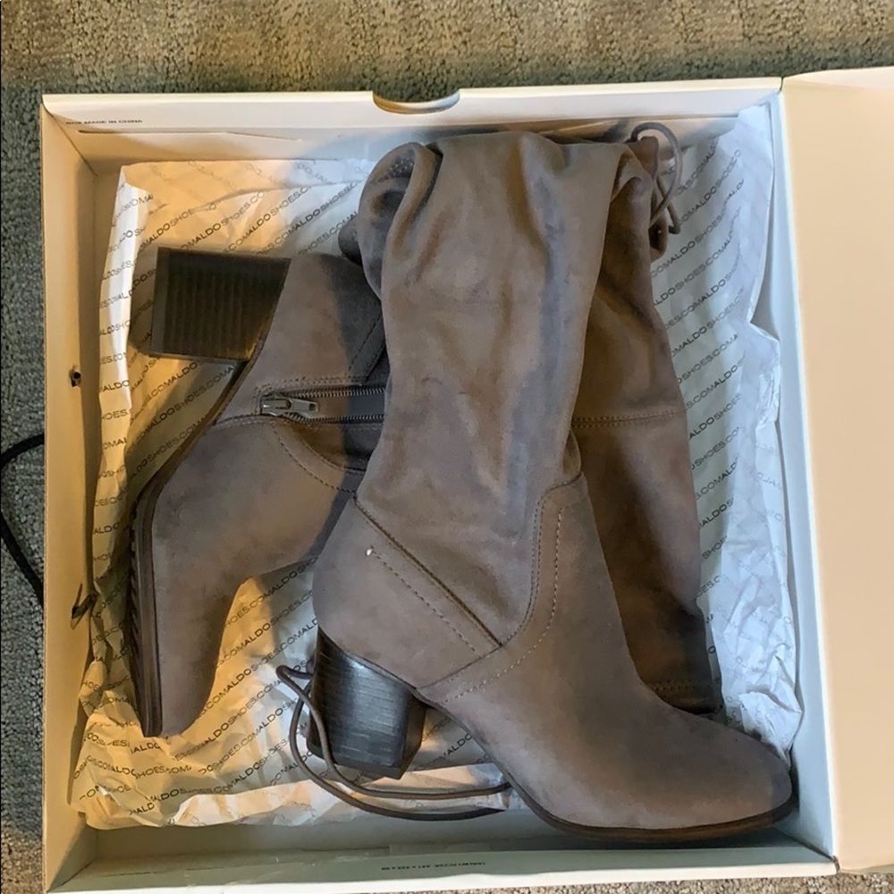 ALDO Thigh-High Suede Grey Boots